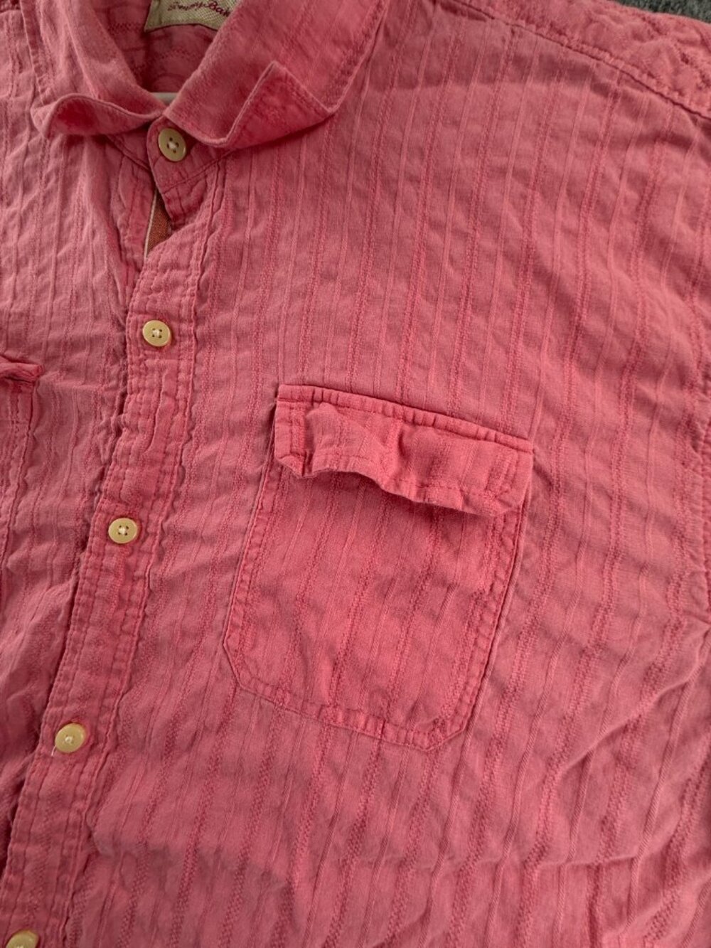 Tommy Bahama 2XL Striped Linen Cotton Pink Beach Shirt Button Up Casual Mens - Picture 4 of 14